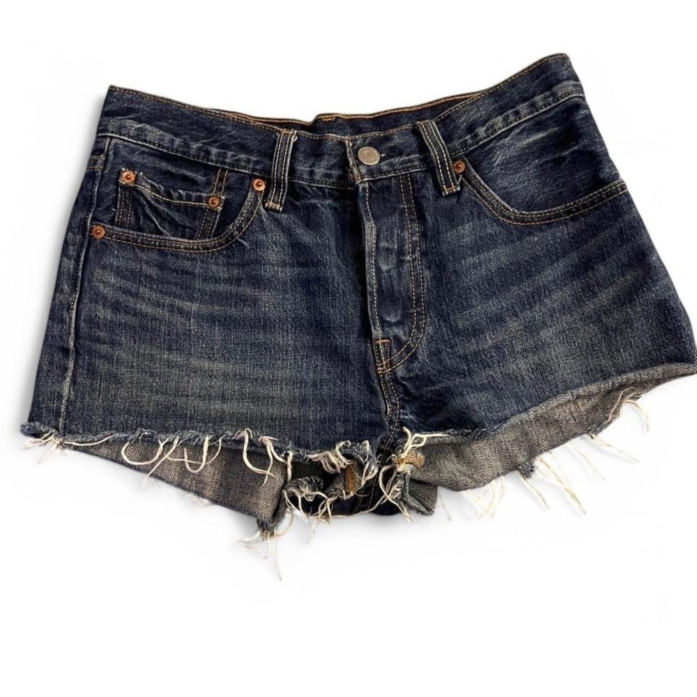 Levi's Blue Jean Shorts Distressed Frayed Hem
